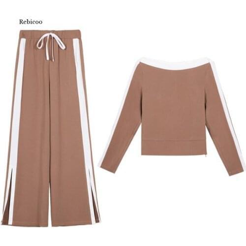 Womens Spring New Wide-Leg Pants Korean Version of The Large Size Was Thin Loose Casual Sports Shirt Suit Trousers Clothes