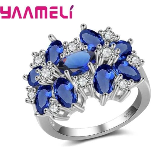 Solid 925 Sterling Silver Fancy Engagement Wedding Band Rings With Cubic Zirconia for Women Anniversary Jewelry Gifts