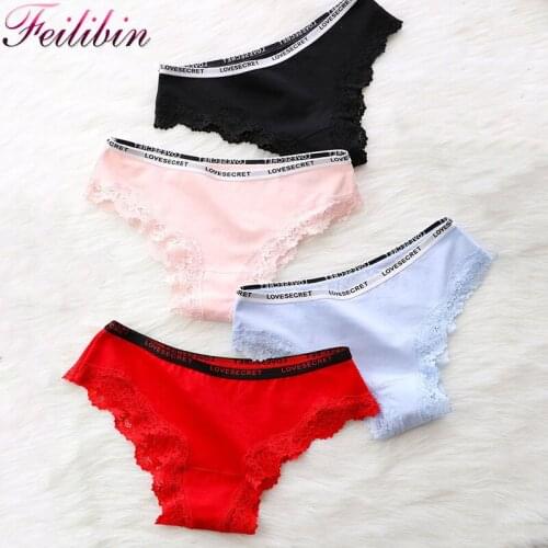 ZJX 4Pcs/lot Sexy Low Waist Women Underwear Thongs Ladies Lingerie Sexy Lace Cotton Womens Panties Girls Seamless Briefs