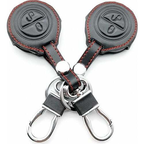 100% Leather Car Keychain Key Fob Case For Benz Smart Forfour City Fortwo Roadster Mitsubishi Colt Warior Carisma Cover Wallet