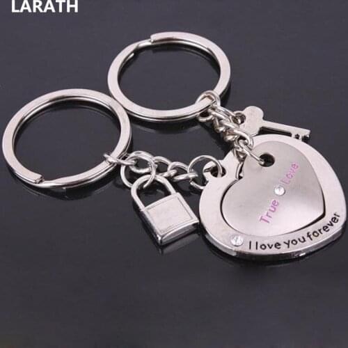 2 Pcs/Set Love Heart Keyring Couple Car Keychain Rings New Fashion Gift for Kids Friends Lovers