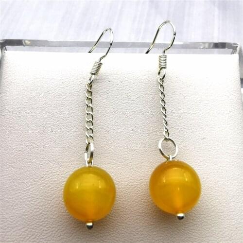 2020 Vintage Yellow Jade Earrings For Women Natural Gems Drop Earrings Ladies Wedding Jewelry Earrings