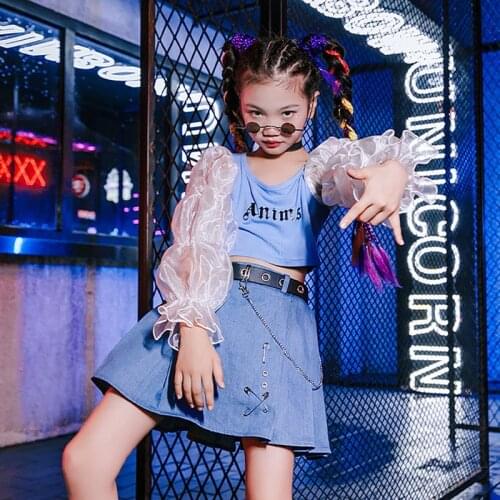 2021 Girl Clothes Summer Cheerleader Uniform Stage Costume Jazz Dance Wear Stage Costume Designer Clothes Blue Girl Sets DL8136