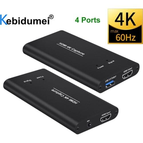 4K@60Hz USB3.0 HDMI-compatible Video Capture 1080P HD USB 2.0 Video Capture Card Dongle Game Streaming Live Stream with MIC