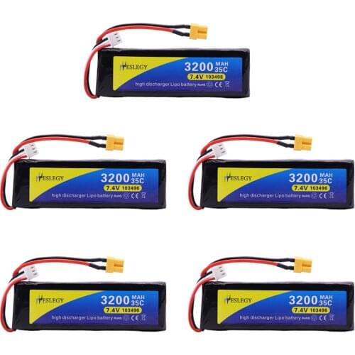 5PCS 7.4V 2S upgrade 3200mAh Lipo Battery for MJX Bugs 3 B3 RC Quadcopter Spare Parts 2S 7.4 v upgrade 2700mah Plug Battery 35C