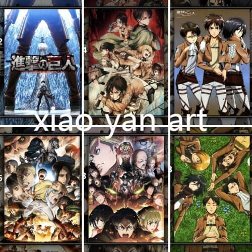 5D DIY Eren Levi Mikasa Armin Anime Full Diamond Embroidery Diamond Painting Diamond Mosaic Cross Stitch Kits Room Decor