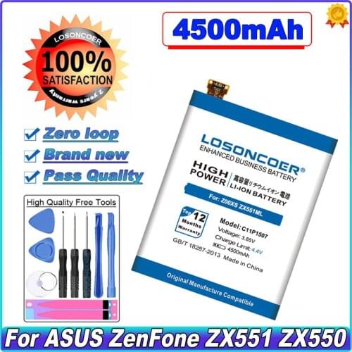 LOSONCOER 4500mAh C11P1507 Battery For ASUS Zenfone Zoom Z00XSB ZX551ML ZX551 Z00XS High Capacity Phone Batteries~In Stock