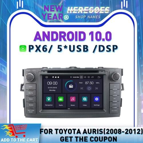 Carplay PX6 DSP 6core Android 10.0 Car DVD Player For Toyota Auris 2008-2012 4GB+64GB Wifi Navigation Multimedia Video GPS Radio