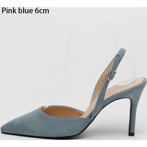 Big Size 33-42 Green Pink Blue Women Pumps Suede Pointy Toe High Heels Shoes Slip on Women Wedding Pumps Asakuchi Hasp Sandal