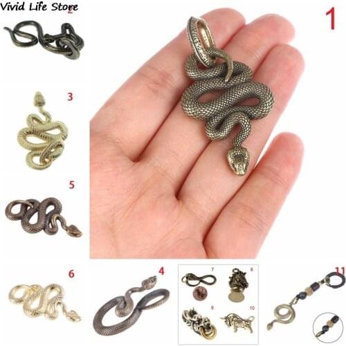Fashion Brass Metal Snake Shape Keychain Shape Handmade Key Ring Tool Cobra Animal Key Multitool Hand Bag Pendant