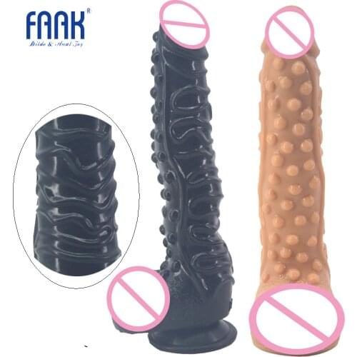Long Big Silicone Twisting Dot Ripple Dildo Realistic Penis Suction Deep Texture Masturbator Extreme Stimulation Anal Massage