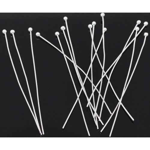 DoreenBeads Copper Ball Head Pins Silver Plated 5cm long Hanmade DIY Making Earrings Jewelry Findings, 0.5mm (24 gauge), 300PCs