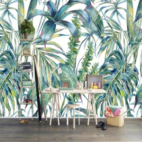 Milofi custom photo 3D mural wallpaper Nordic hand-painted tropical leaves TV background wall high-end decorative wallpaper