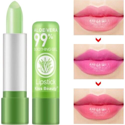 Aloe Vera Lipstick Lip Balm Color Mood Changing Long Lasting Moisturizing