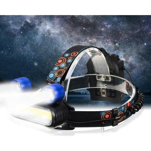 JIGUOOR 1300LM 2T6 COB LED 4 Modes Headlamp Life Waterproof USB Rechargeable Healdlight With Data Cable For Outdoor Fishing