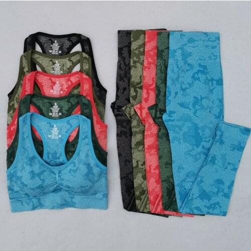 Adapt Camo Seamless Gym Set Women Sports Suit Female Workout Clothes High Waist Gym Leggings Sports Bra 2 Piece Outfits Yoga Set