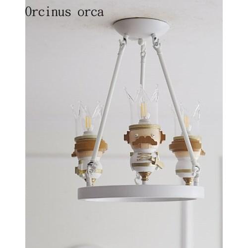 Cartoon creative King chandelier boys and girls bedroom children room lights American modern personality LED doll pendant lamp