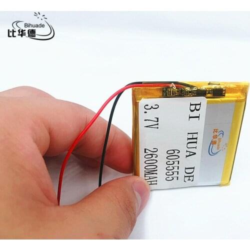 Li-po 3.7V 2600mAh 605555 Lithium Polymer LiPo Rechargeable Battery ion cells For Mp3 Mp4 Mp5 DIY PAD DVD E-book headset