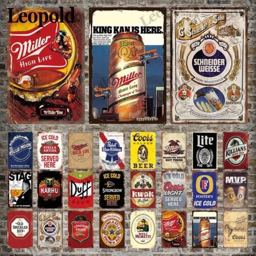 Metal Plaque Beer Mug English Alphabet Pattern Spray Paint Poster Clubhouse Bar Home Wall Retro Decoration