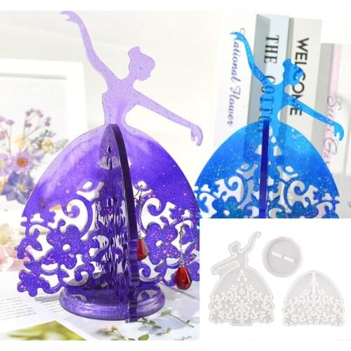 Cute Dancing Girl Jewelry Holder Silicone Mold for UV Resin Epoxy Handmade Crystal Home Decorations Craft Child