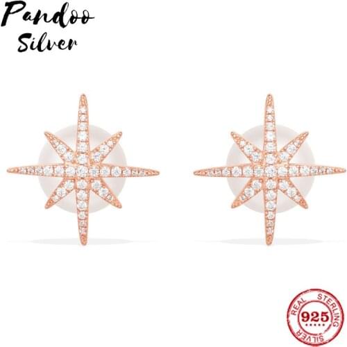 Fashion Charm Sterling Silver Original 1:1 Copy,Meteorites Asymmetric Stud Earrings With Pearls Jewelry Gift For Female