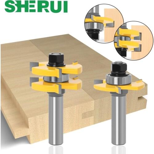 2pcs 8mm&12mm &1/2 shank Joint Assemble Router Bits Tongue & Groove T-Slot Milling Cutter for Wood Woodwork Cutting Tools