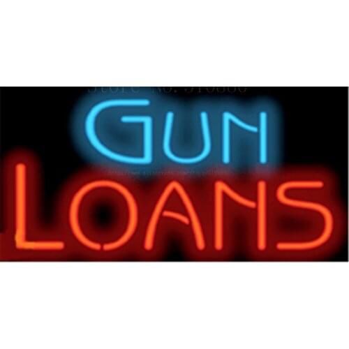 Gun Loans NEON SIGN REAL GLASS BEER BAR PUB LIGHT SIGNS display Pawn Shop Restaurant exchange Advertising Light 17*14"