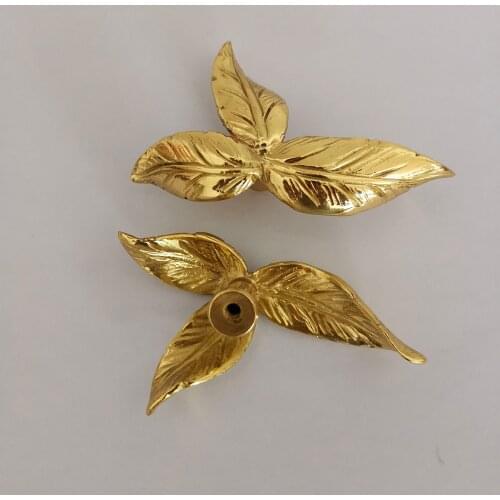 Solid Brass Handles Golden Leaf Cabinet Door Wardrobe Knobs Handmade Ceramic Hardware Accessories