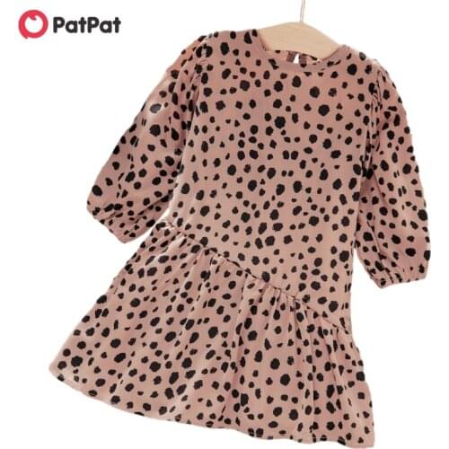 PatPat 2020 New Spring and Autumn Baby / Toddler Leopard Print Flounce Long-sleeve Dress