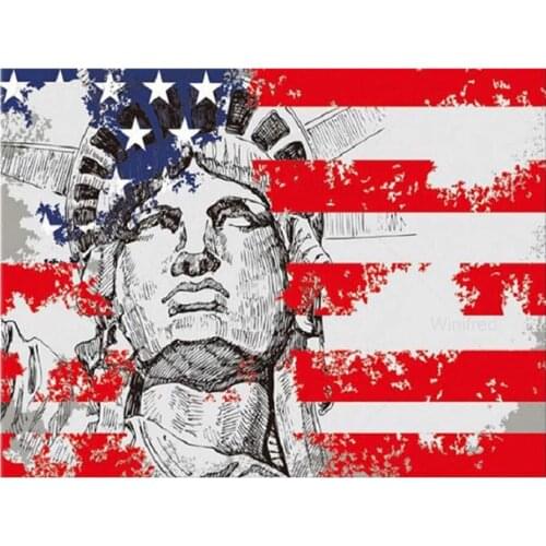 Full Square Drill 5D Diy Diamond Painting Flag American Statue of Liberty Diamond Embroidery Sale Pictures of Rhinestones Home