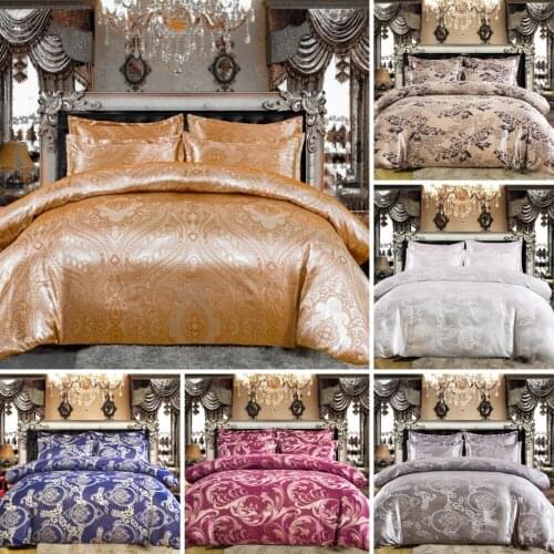 2021 Luxury 2/3pcs Jacquard Satin Bedding Sets Duvet Cover Sets 1 Quilt Cover + 1/2 Pillowcases US/EU/AUSize