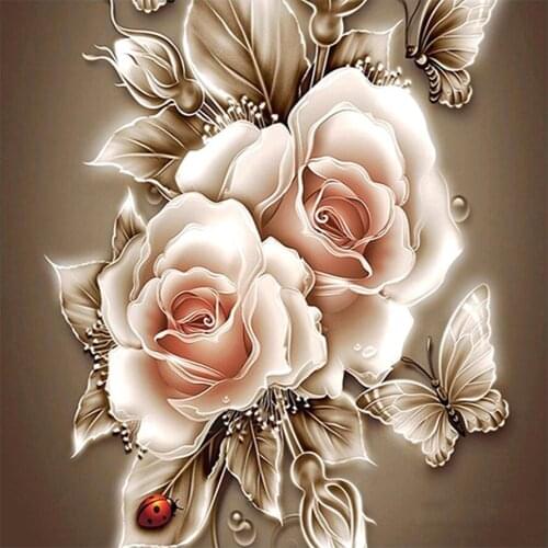 Rose Flower and Butterfly Diamond Painting Round Full Drill Floral Nouveaute DIY Mosaic Embroidery 5D Cross Stitch Home Decor