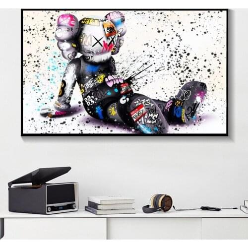 Funny Graffiti Cartoon Panda Teddy Bear Poster Painting Wall Art Picture For Living Room Modern Art Wall Picture Home Decor