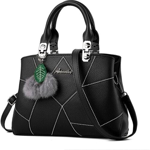 Women bag PU Leather Handbags Ladies Shoulder Bags Female Crossbody Bag with Hair Ball Pendant handbag 2020 women bag