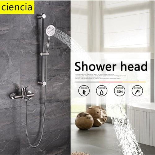 SUS304 Stainless Metal Shower Sliding Bar with Height Adjustable for Bathroom with Shower Head Bath Tap Shower Set