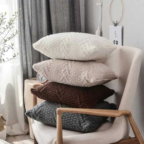 Knitted Pillow Case Herringbone Decorative Pillowcases Chevron Pillows Cover Funda Almohada Nordic Bed Room Home Hotel 45x45cm