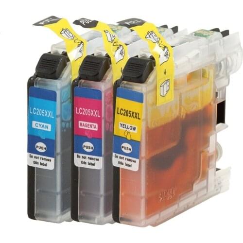 XIMO 3PK Compatible Color Ink Cartridge set for LC205C LC205M LC205Y ,1C,1M,1Y,free shipping