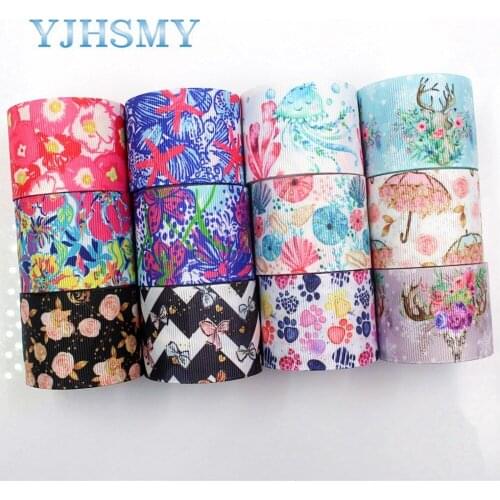 YJHSMY I-181106-137,10yards/lot,38mm Cartoon flower Ribbons Thermal transfer Printed grosgrain,Gift wrapping DIY materials