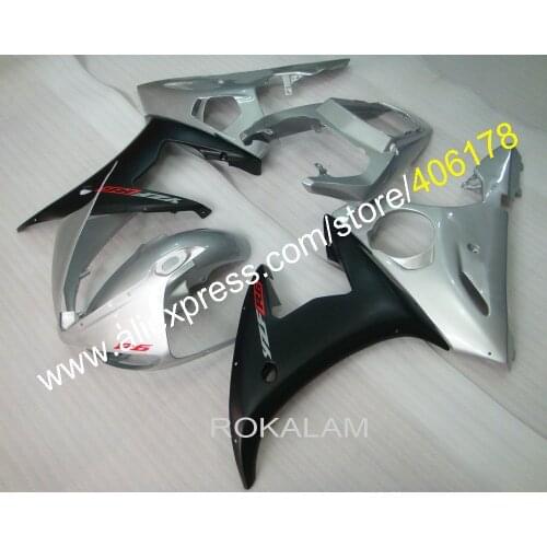 YZF 600 R6 03 04 Full Set For Yamaha YZF R6 2003 2004 Sport Motorcycle Silver Black Body Kits (Injection Molding)