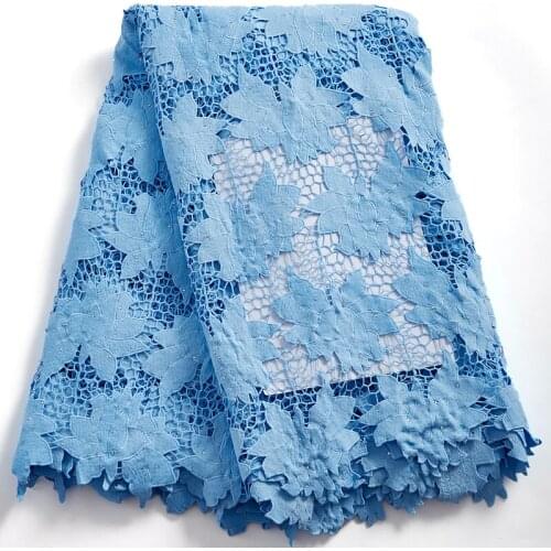 Zhenguiru New Sky Blue High Quality Guipure Cord Fabric Mesh African Lace Fabric Nigerian Fabric For Women Wedding Dress A 2367