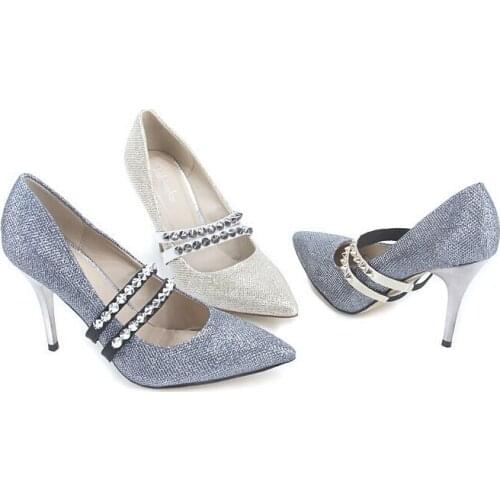 Punk Style Fashion Metal Tone Rivet Shoe Band Elastic Ankle Band For Women One Pair Free Shipping