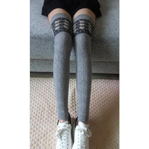 Women Solid Houndstooth Wool Blended Leg Warmer Snowflake Leg Warmer Geometric Leg Warmer Girls Stripes Leg Warmer Winter Socks
