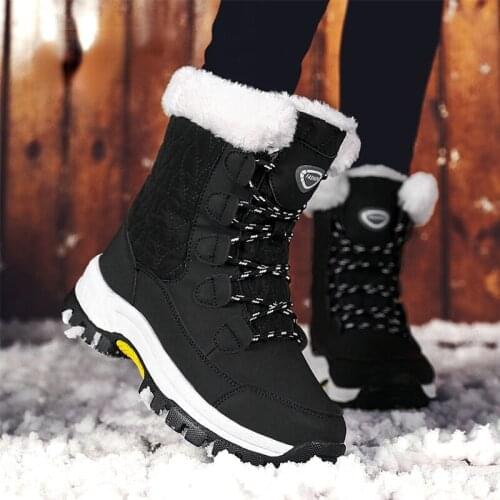 Womens Winter Snow Boots With Fur Keep Warm Fashionable Comfortable Ladies Outdoor Hiking Shoe Outdoor Short Boot Footwear