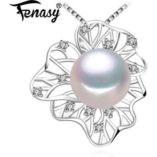 FENASY Natural Freshwater Pearl Necklaces For Women Trendy Fashion 925 Sterling Silver Pendant Chain Necklace