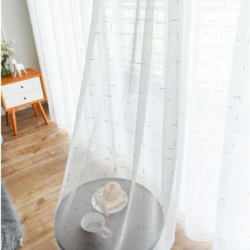 Gold/Silver Stripes Embroidered Voile Tulle Curtains for Living Room Sheer Voile Curtain for Bedroom The Kitchen Drape Blinds