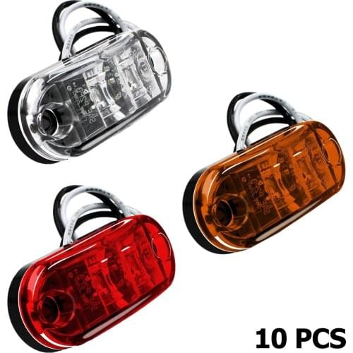 10Pcs 12/24V Led Side Marker Lights for Trailer Trucks Caravan Side Clearance Marker Light Lamp Led Lorry Amber Red White