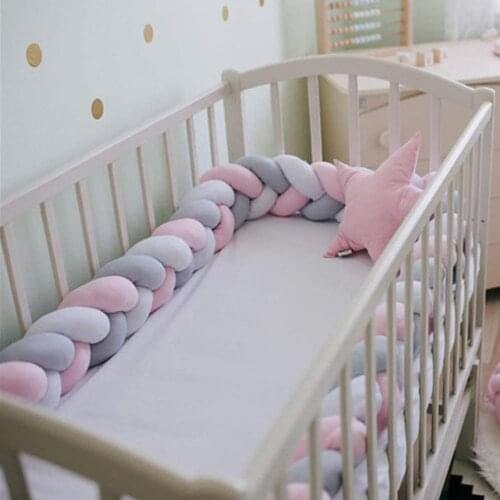 2M 4 Strands Braid Baby Crib Bumper Knotted bed Bumper Nursery cradle protector Baby bedding room decor Crib Protector
