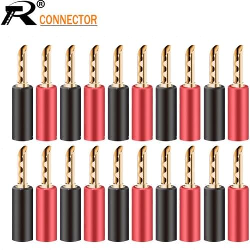 20pcs 4mm Audio Speaker Screw Banana Plugs Connector Red Black Screw Type Speaker Cable Wire Pin Banana Plug Connectors