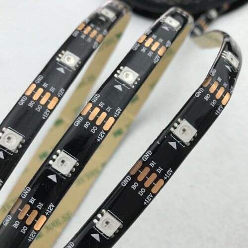 30leds/m;5m WS2815 DC12V addressable full color RGB 5050 LED strip;waterproof in silicon coating;IP65;BLACK PCB