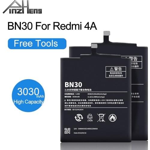 PINZHENG 3030mAh BN30 Phone Battery For Xiaomi Redmi 4A Redmi4A Battery Real Capacity Phone Replacement Bateria +Free Tools